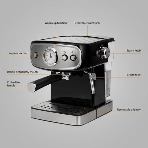 product_image_name-UNIQUE-Espresso And Cappuccino Machine 850W Adjustable Pressure Vaporizer  Ground Coffee Or Waffles Strong Performance Tank 1.5L 15Bar Automatic Shutdown Visible Temperature Cafe Machine- Multiicolor-3