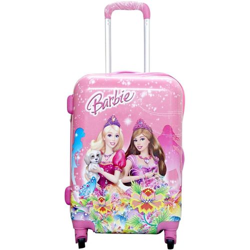 product_image_name-Generic-20 Inches Cartoon Print Barbie/Princess Both Sides Print Hard top Polycarbonate Girls Suitcase Trolley Bags for Kids with 4 Wheels- Pink-1