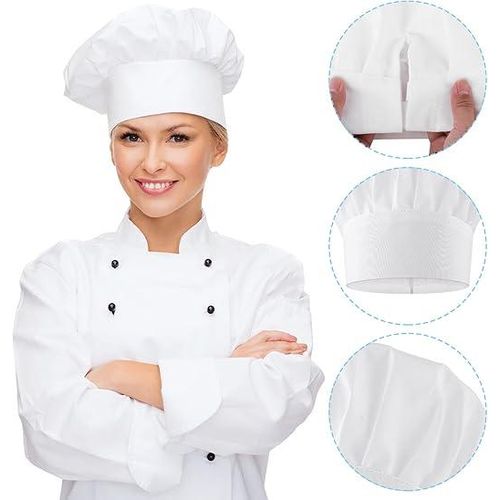 product_image_name-Generic-1 Piece Of Elastic Unisex Floppy Adult Mushroom Design Baker Uniform Costume Pastry Adjustable Cooking Chef Hat Kitchen Workshop Hair Control Cap  For Baking Party Kitchen Restaurant  -White-7