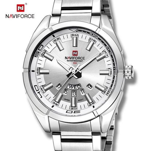 product_image_name-Naviforce-Analog Stainless Steel Dated Men's Office Designer Watch - Silver -1