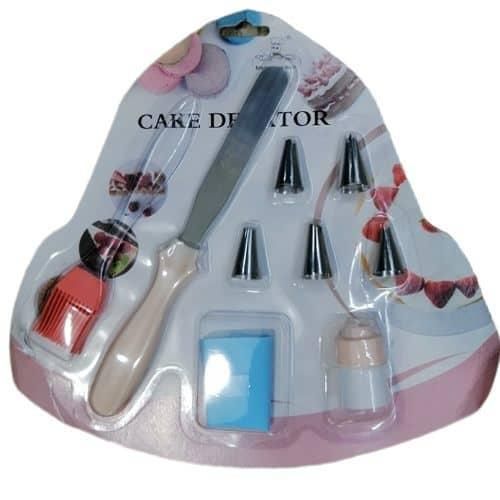 product_image_name-Generic-9 Piece Cake Decorating Silicone Spatula Oil Brush Frosting Icing Piping Bag Tips With Steel Nozzles Set-1
