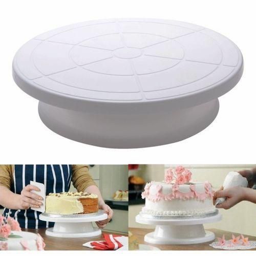 product_image_name-Generic-Turntable Rotating Anti-skid Cake Decorating Stand,White.-2