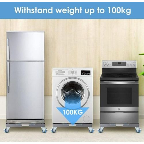 product_image_name-Generic-Washing Machine Stand With 4×2 Swivel Wheels + 8 Feet, Mobile Roller Base With Lockable Rubber Wheels, Adjustable Movable Mini Fridge Stand-2