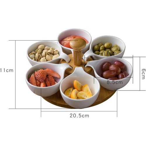 product_image_name-Generic-Snacks Candy Dry Fruits Serving Bowl Set, Tapas Bowls, Ramekins, Porcelain Divided Serving Tray Dish Set, Lazy Susan Nut Serving Platter Appetizer Condiment Tray Snack Dipping Bowl Set, Revolving Tapas Dish Set, Snack Dishes with Turntable-2