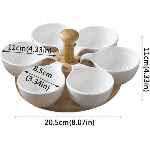 product_image_name-Generic-Snacks Candy Dry Fruits Serving Bowl Set, Tapas Bowls, Ramekins, Porcelain Divided Serving Tray Dish Set, Lazy Susan Nut Serving Platter Appetizer Condiment Tray Snack Dipping Bowl Set, Revolving Tapas Dish Set, Snack Dishes with Turntable-3