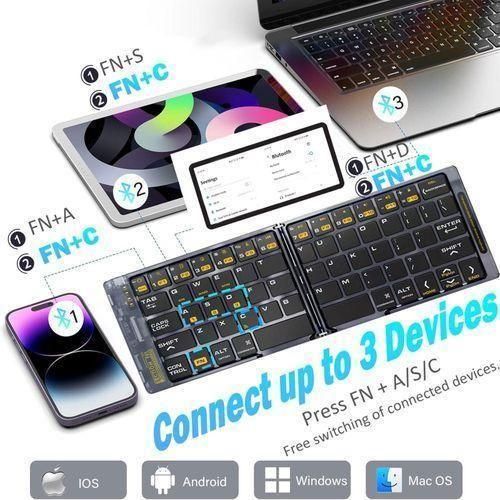 product_image_name-Generic-Ultra-Slim Folding Bluetooth Keyboard with Transparent Housing - Multicolor-4