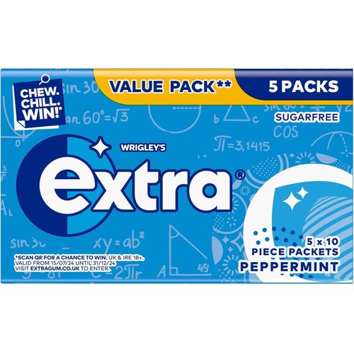 product_image_name-Wrigley's-Extra Peppermint Chewing Gum Sugar Free Multipack, 5 Pack x 10 Pieces, 70g-1