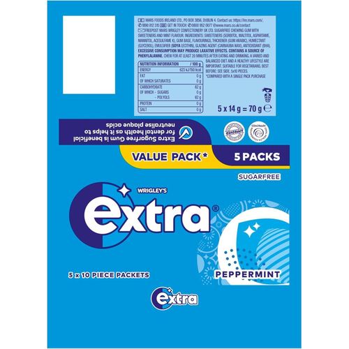 product_image_name-Wrigley's-Extra Peppermint Chewing Gum Sugar Free Multipack, 5 Pack x 10 Pieces, 70g-6