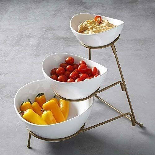 product_image_name-Generic-3 Tier Serving Bowls, DishesWith Gold Stand, Appetizers Party Server Set, White.-4
