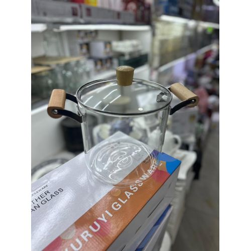 product_image_name-Generic-5.5Litre Glass Saucepan with Lid for Cooking Glass Pot Double Handles Stovetop for Cooking Milk, Pasta Baby Food Soup Multi-Purpose Glass Cooking StockPot and Kitchen Glassware Nonstick-1