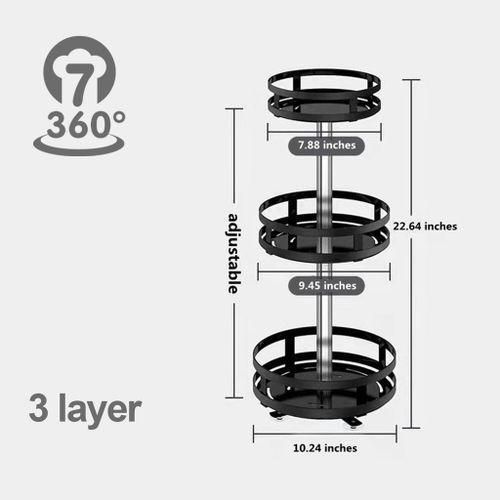 product_image_name-Generic-3 Tier 360° Rotatating Kitchen Trolley Shelf  Spice Storage Rack Organizer Stand- Black-4