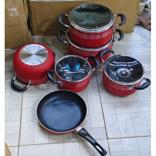 product_image_name-Generic-6 Pieces Set Of Cookware Saucepans For Cooking Has Glass Lids Handles Frying Pan Non Stick - Multicolor-2