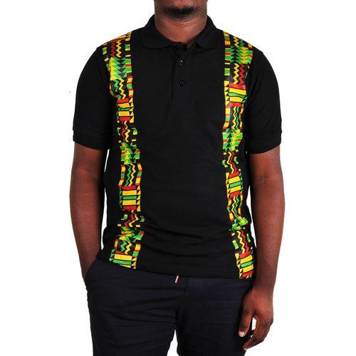Shop Ankara Kente Kitengi African Print Men's Polo T-Shirt - Black ...