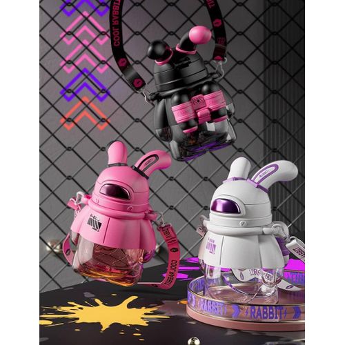 product_image_name-Generic-Morden Luxury Portable Space Bunny Kids Space Moon Rabbit Astronaut Insulated Vacuum Flask Children School Kids Straw And Strap Cool Juice Bottle Cartoon Thermal Cup -Multicolor-7