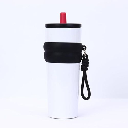 product_image_name-Generic-Stainless Steel Insulated Water Bottle - 304 Food Grade, Leak-Proof, Portable with Straw, Keeps Drinks Hot & Cold, Perfect for Outdoor Sports, Unisex (White&Black)-1