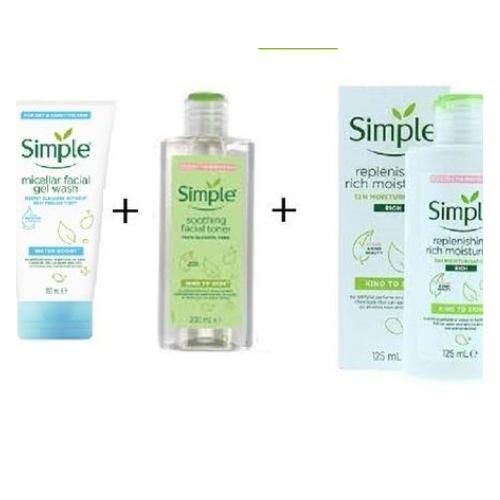 product_image_name-Simple-3pcs Micellar Gel Wash+Facial Toner& Rich Moisturizer Set-1