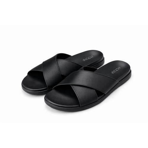 product_image_name-Generic-ECCO Black Leather Slide Sandals – Comfortable Casual Slippers-1