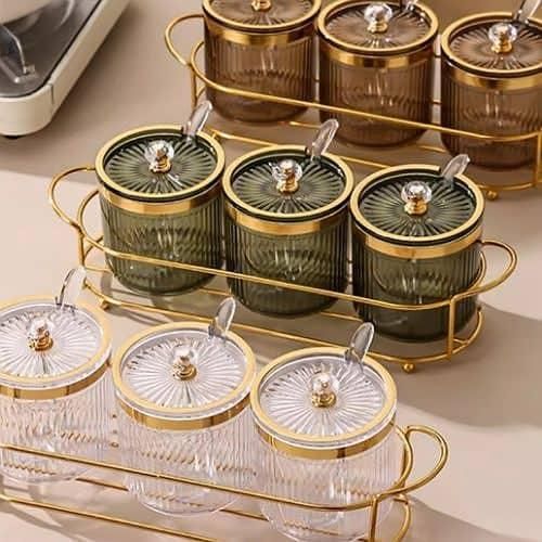 product_image_name-Generic-3 Piece Plastic Sugar Bowl Coffee Tea Canister Snack Storage Containers Appetizer Plates For Nuts Wedding Decor Dry Fruit Sealed Jars- Multicolor.-8