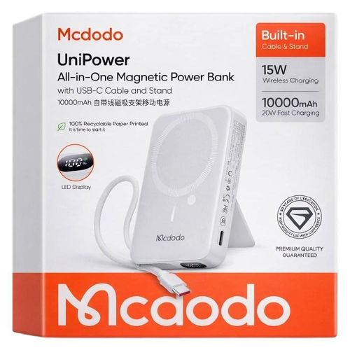product_image_name-Generic-Mcdodo MC-8651 UniPower Series 10000mAh All-in-One Magnetic Magsafe Power Bank with USB-C Cable & Stand -4