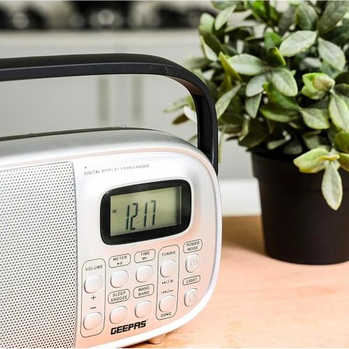 product_image_name-Geepas-Original Portable 4band receiver FM/AM 2 Headphone Socket Rechargeable Radio with Digital Display, Grey-4
