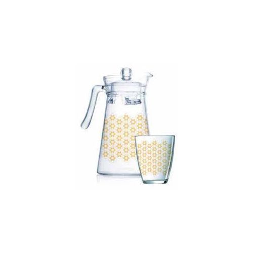 product_image_name-Luminarc-7 Pieces Of Neo+Kone Golden Flower Maze Drink Set 6 Juice Glass Tumblers And 1 Jug Water Set- Clear-2