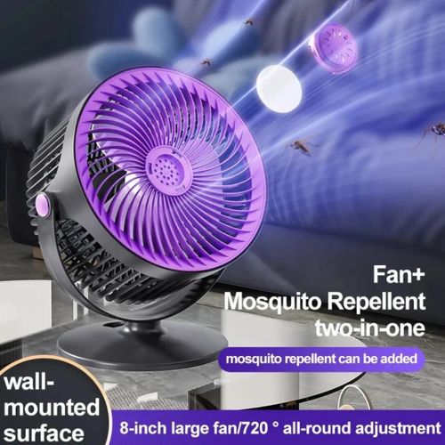 product_image_name-Generic-5- Speed Wall - Mounted/Desktop Fan with 720° Adjustment & Mosquito Repellent Function, Type - C Charging-3