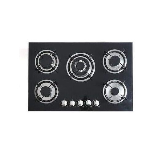 product_image_name-Digiwave-30'' Black Gas Stove Tempered Glass Panel Built-in Gas Cooktop 5 Burners Countertop LPG/NG Gas Hob Five Fuel Oven Gas Cooktops Stove Gas Cooker for Griddle, Pan- Black-3