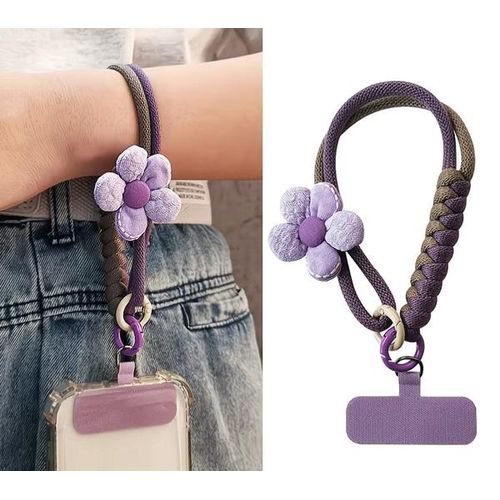 product_image_name-Generic-Soft Purple Flower Charm Keychain – Aesthetic Wrist Lanyard-2