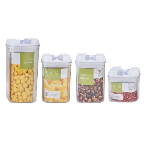 product_image_name-Generic-Food Storage Containers  4Pcs Set Storage Jars BPA Free Flour Container Multi Purpose Multifunctional for Refrigerator for Kitchen for Closet- White-1