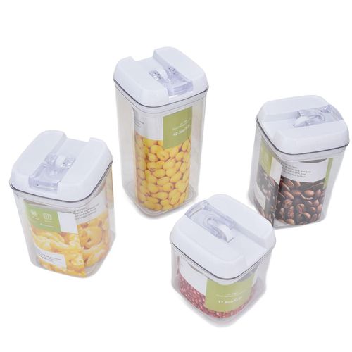 product_image_name-Generic-Food Storage Containers  4Pcs Set Storage Jars BPA Free Flour Container Multi Purpose Multifunctional for Refrigerator for Kitchen for Closet- White-2