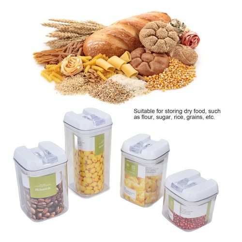 product_image_name-Generic-Food Storage Containers  4Pcs Set Storage Jars BPA Free Flour Container Multi Purpose Multifunctional for Refrigerator for Kitchen for Closet- White-7
