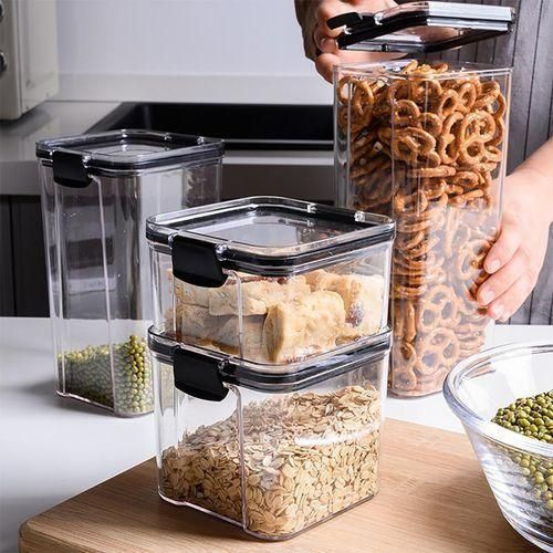 product_image_name-Generic-700ml & 1300 ml 3-Piece Plastic Transparent Plain Storage Box Tins Containers -Black .-2