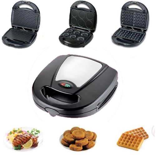 product_image_name-Sayonapps-3 In 1 Snacks Machine Cookies Waffle Grill Maker With Non Stick Detachable Pans -Black-1
