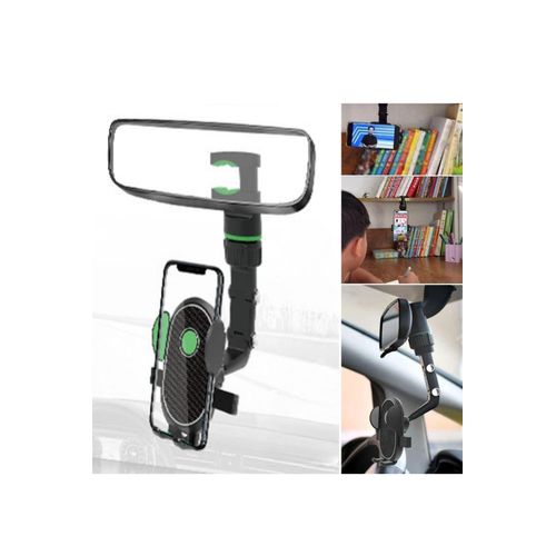 product_image_name-Generic-Rearview Mirror Phone Holder for Car, 360° Rotating Car Phone Holder, Multifunctional Rear View Mirror Phone Holder GPS Car Phone Mount for All Smartphone Car Phone Stand-2