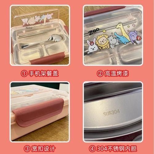 product_image_name-Generic-3 Compartment Lunch Box, Portable Food Container - Pink-3