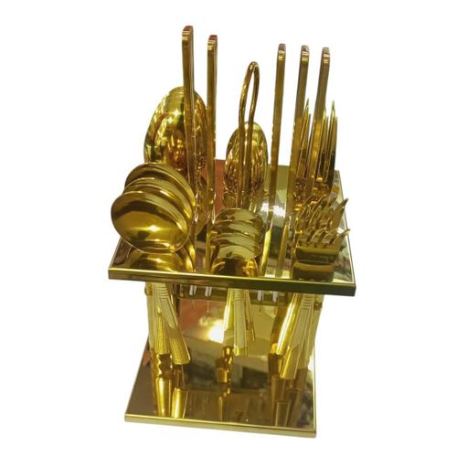 product_image_name-Generic-24Pcs Stainless Steel Cutlery Set With Stand Gold-1