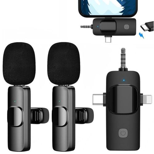 product_image_name-Generic-Double Wireless Lavalier Microphone For iPhone/Android Phone/Laptop/Camera-1