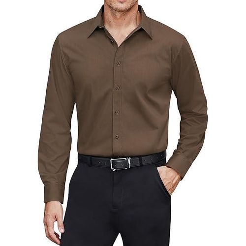 product_image_name-Fashion-Men's Office Long Sleeve Casual/Formal/Suited Shirt - Brown-1