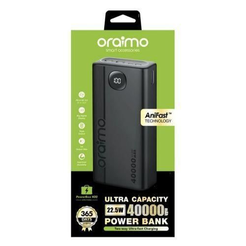product_image_name-Oraimo-40000mAh 22.5W QC3 Two Way Fast Charging Power Bank -Black-1