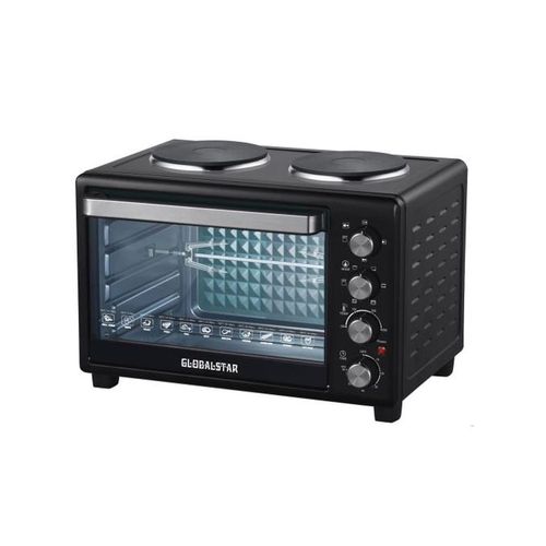 product_image_name-Global Star- Microwave Oven With Rotisserie/Two Hot Plates 30 Litre - GS+OV302 BLACK-1