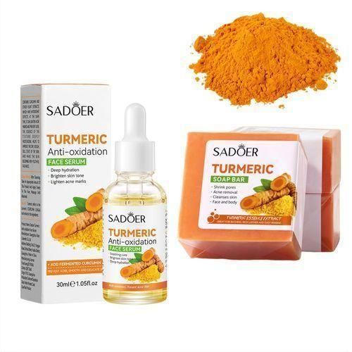 product_image_name-SADOER-2 In 1 Organic Tumeric Soap For Hyperpigmentation And Dark Spots + Turmeric Anti Oxidation Face Serum-1