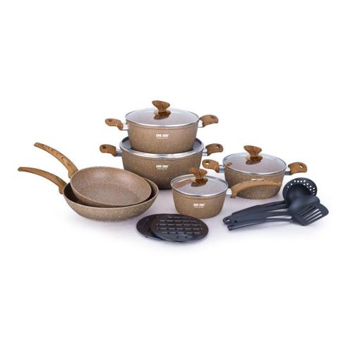 product_image_name-Generic-15 Piece Nonstick Induction Cooking Kitchen Cookware Sets Granite Pots and Pans And Spoons- Multicolor-1