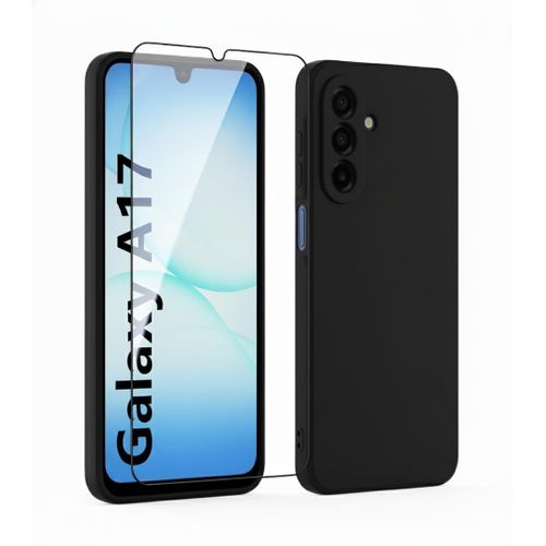product_image_name-Samsung-Galaxy A17 Silcone Case with Free Tempered Glass Protector, Flexible Soft Silicone Anti-Scratch Shockproof Phone Cover-1