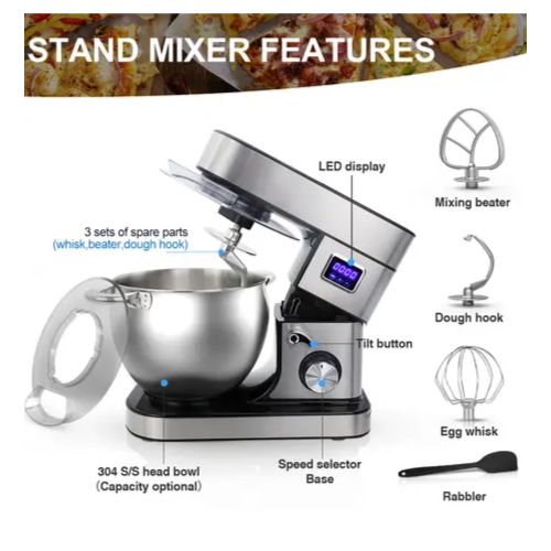 product_image_name-Generic-3 In 1 Stand  Mixer Of 12 Liters For Kneading Dough Whipping And Mixing -Multicolours-2