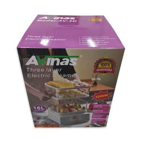 product_image_name-AVINAS-3 Layer 16L Electric Food Cooking Steamer Pot With Display, Timer Fuction- Clear.-6