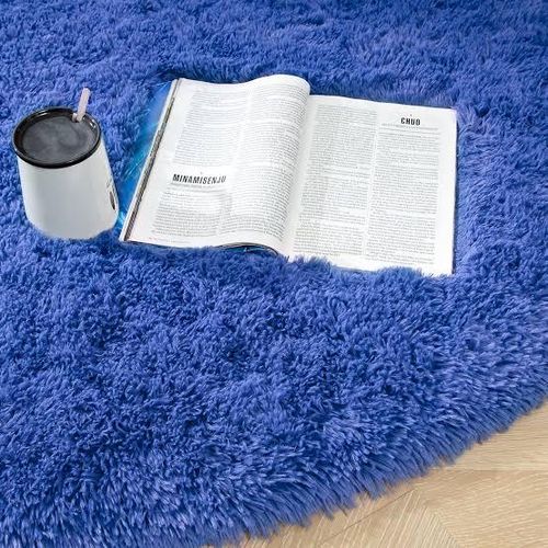 product_image_name-Generic-Fluffy woolen Carpet/ Area Rug _BLUE(2M *1.6M) -4