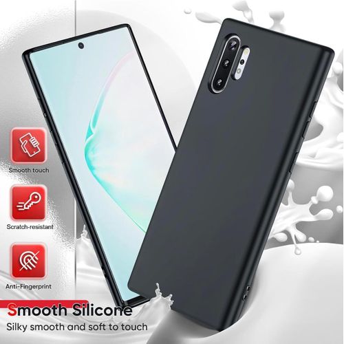 product_image_name-Samsung-Galaxy Note 10 Plus Liquid Silicone Case – Shockproof Soft Gel Protective Cover with Anti-Scratch Microfiber Lining (Black)-1