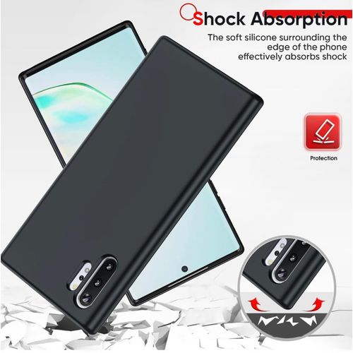 product_image_name-Samsung-Galaxy Note 10 Plus Liquid Silicone Case – Shockproof Soft Gel Protective Cover with Anti-Scratch Microfiber Lining (Black)-4