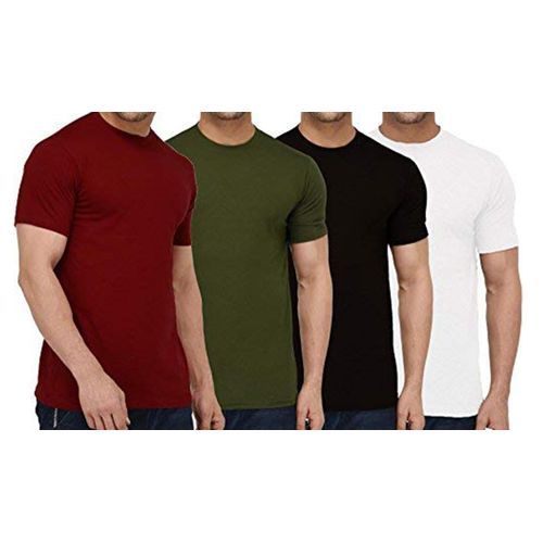 Shop A Pack Of 4 Round Neck Short Sleeved T-Shirts - Black, Maroon ...