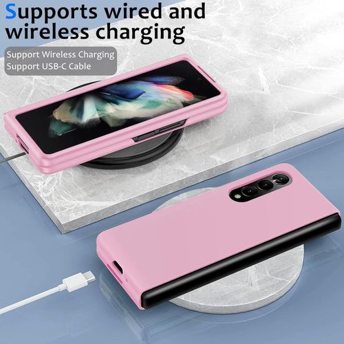 product_image_name-Generic-Samsung Galaxy Z Fold3 5G, Slim Phone Case for Women Girls, Soft Gel Rubber Ultra Thin Anti-Scratch Design Protective Cover -Pink-7